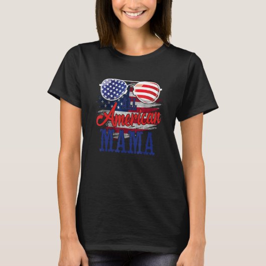 All American Mama Sunglasses US Flag 4th of July P Tシャツ (正面)