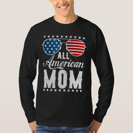 All American Mom - USA Flag 4th of July Matching S Tシャツ (正面)