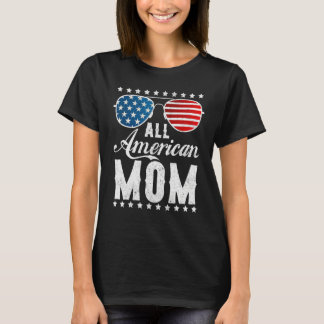 All American Mom - USA Flag 4th of July Matching S Tシャツ