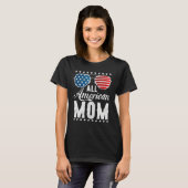All American Mom - USA Flag 4th of July Matching S Tシャツ (正面フル)