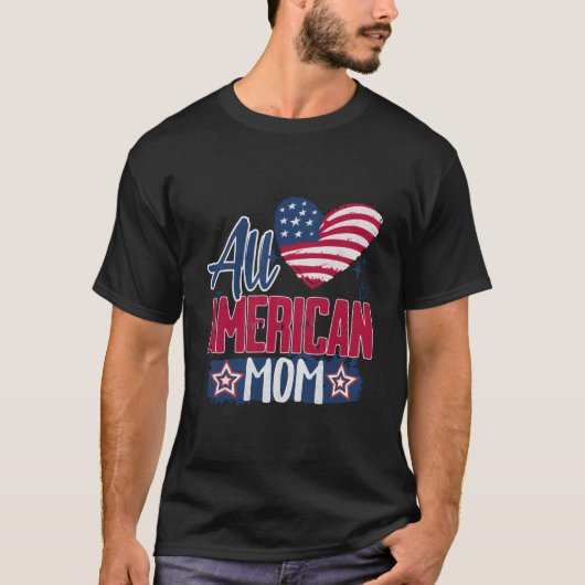 All American Mom Usa Love American Flag 4Th Of Jul Tシャツ (正面)