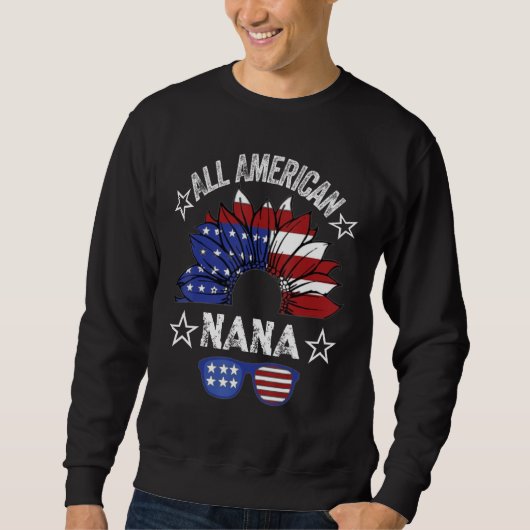 All American Nana 4th Of July Shirt Women Sunflowe スウェットシャツ (正面)