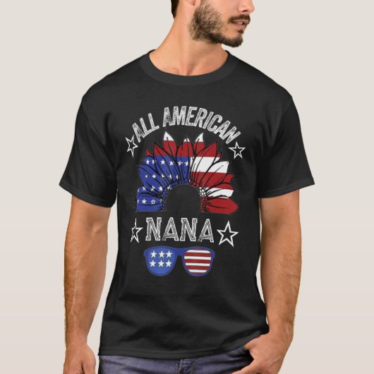 All American Nana 4th Of July Shirt Women Sunflowe Tシャツ (正面)