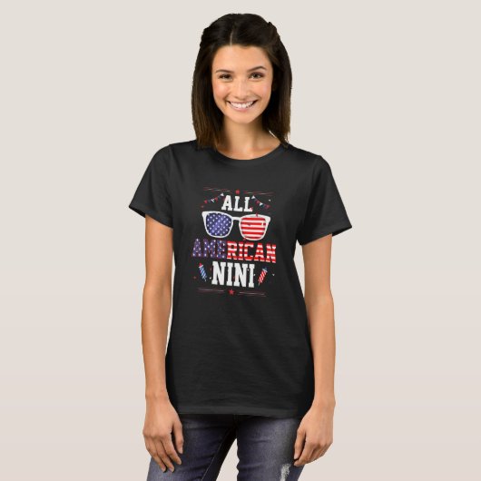 All American Nini 4th of July US Flag Sunglasses F Tシャツ (正面フル)