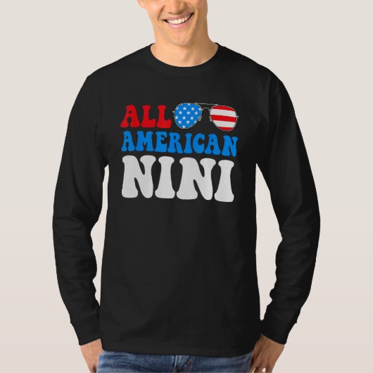 All American Nini American Flag 4th of July Patrio Tシャツ (正面)