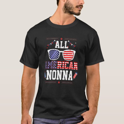 All American Nonna 4th of July US Flag Sunglasses  Tシャツ (正面)