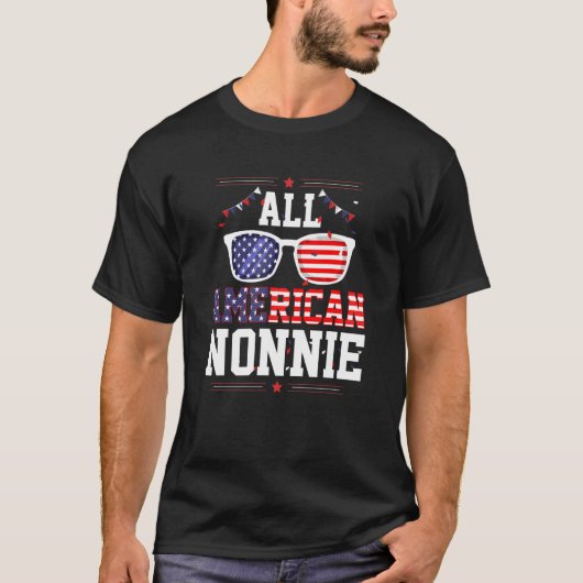 All American Nonnie 4th of July US Flag Sunglasses Tシャツ (正面)
