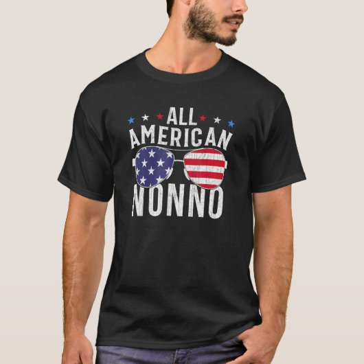 All American Nonno USA Flag Sunglasses 4th Of July Tシャツ (正面)