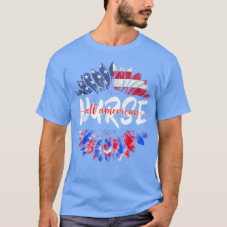 All American Nurse 4th Of July Tie Dye Sunflower N Tシャツ