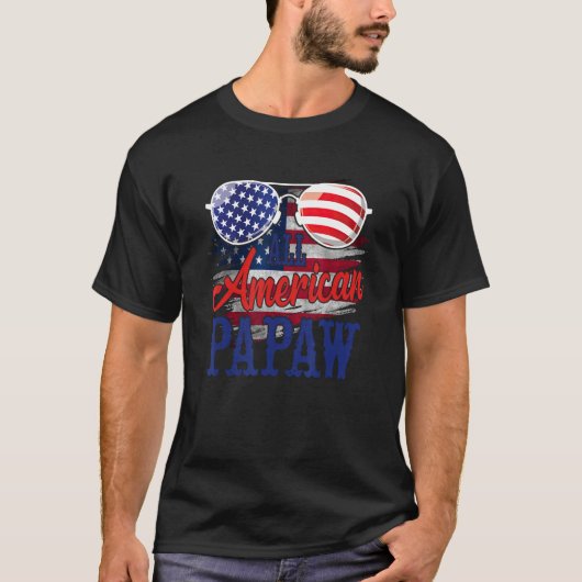 All American Papaw Sunglasses US Flag 4th of July  Tシャツ (正面)