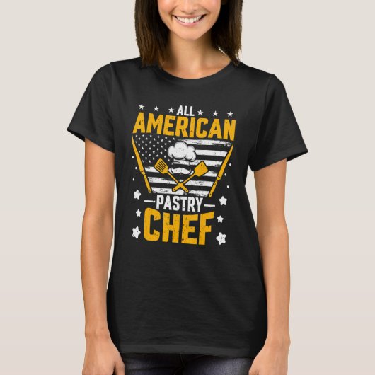 All American Pastry Chef  American Flag Pastry Che Tシャツ (正面)