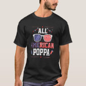 All American Poppa 4th of July US Flag Sunglasses Tシャツ (正面)