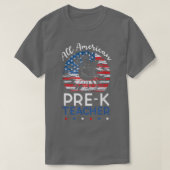 All American PreK Teacher 4th of July Flag Sunflow Tシャツ (デザイン正面)