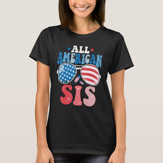 All American Sis Sunglasses 4th of July Family Mat Tシャツ (正面)