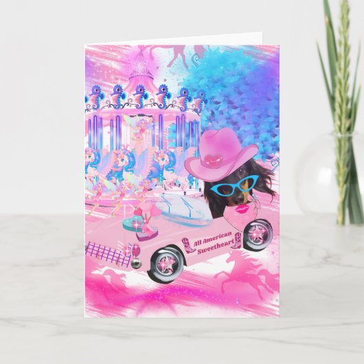 All American Sweetheartウインナソーセージドッググリーティングカード ノートカード (正面)