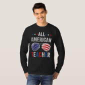 All American teacher USA Flag 4th of July Sunglass Tシャツ (正面フル)