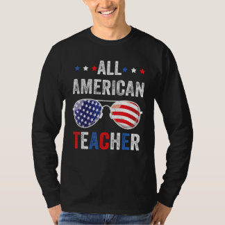 All American teacher USA Flag 4th of July Sunglass Tシャツ
