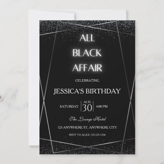 All Black Affairs Birthday Partyへの招待 招待状 (正面)