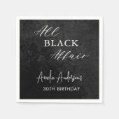 All Black Affairs Birthday Party モダン (全黒浮気誕生日会) スタンダードカクテルナプキン (正面)