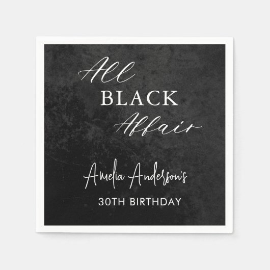 All Black Affairs Birthday Party モダン (全黒浮気誕生日会) スタンダードカクテルナプキン (正面)