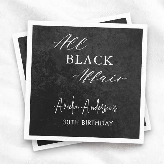 All Black Affairs Birthday Party モダン (全黒浮気誕生日会) スタンダードカクテルナプキン