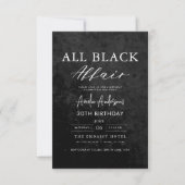 All Black Affairs Birthday Party モダン （全黒浮気誕生日会） 招待状 (正面)