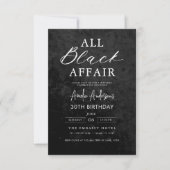 All Black Affairs Birthday Party モダン （全黒浮気誕生日会） 招待状 (正面)