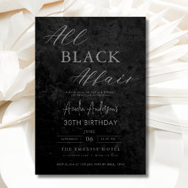 All Black Affairs Birthday Party モダン （全黒浮気誕生日会） 招待状