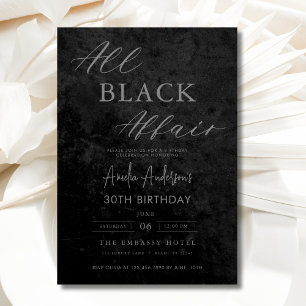 All Black Affairs Birthday Party モダン (全黒浮気誕生日会) 招待状