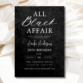 All Black Affairs Birthday Party モダン （全黒浮気誕生日会） 招待状