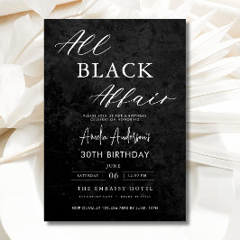 All Black Affairs Birthday Party モダン （全黒浮気誕生日会） 招待状