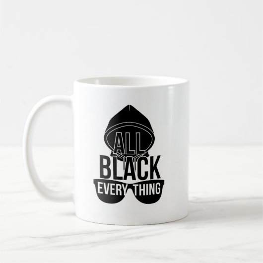 All Black Everything Mug – Minimalist Funny Design コーヒーマグカップ (左)