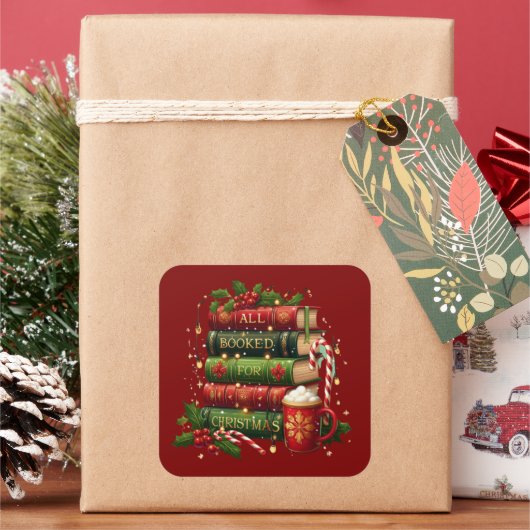 All booked for Christmas スクエアシール (クリスマス)