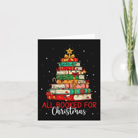 All Booked For Christmas Book Christmas Tree Light カード (正面)