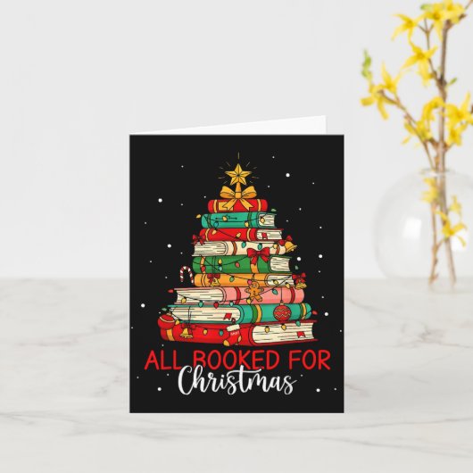 All Booked For Christmas Book Christmas Tree Light カード (黄色い花)