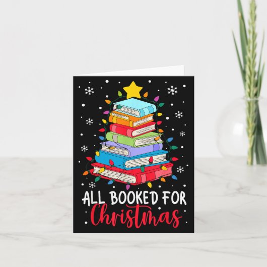 All Booked For Christmas Book Christmas Tree Light カード (正面)