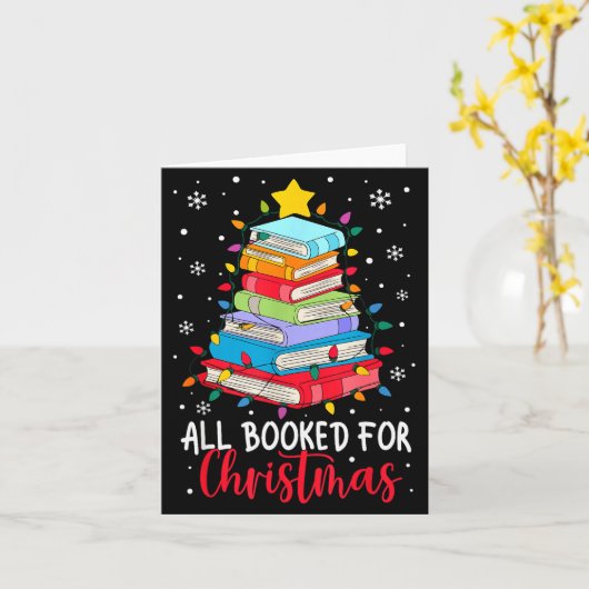 All Booked For Christmas Book Christmas Tree Light カード (黄色い花)