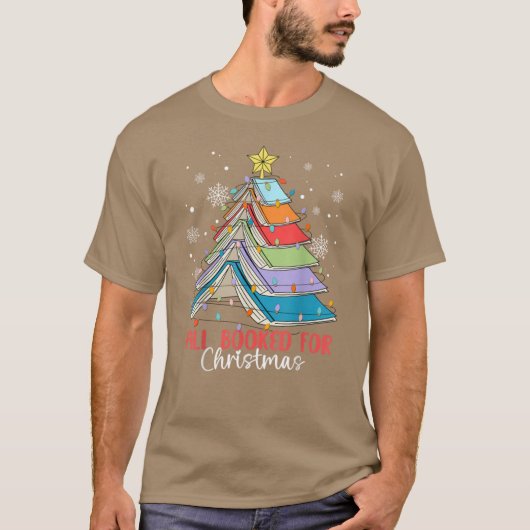 All Booked For Christmas Book Christmas Tree Light Tシャツ (正面)