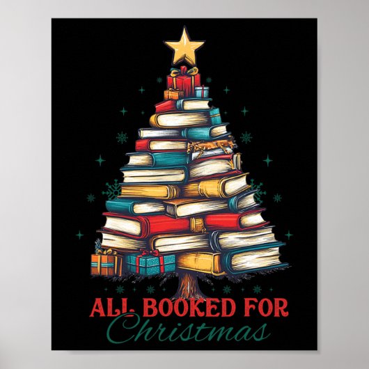 All Booked For Christmas Book Tree Lights Christma ポスター (正面)