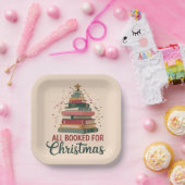 All Booked for Christmas Book Tree Xmas Teacher ペーパープレート (パーティー)