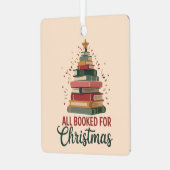 All Booked for Christmas Book Tree Xmas Teacher  メタルオーナメント (正面左)