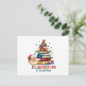All Booked for Christmas Card | Book Lover Holiday シーズンポストカード (スタンド正面)