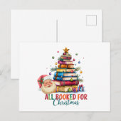 All Booked for Christmas Card | Book Lover Holiday シーズンポストカード (正面/裏面)