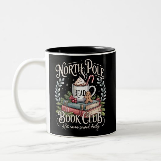 All Booked for Christmas Coquette Xmas Book Club  ツートーンマグカップ (左)