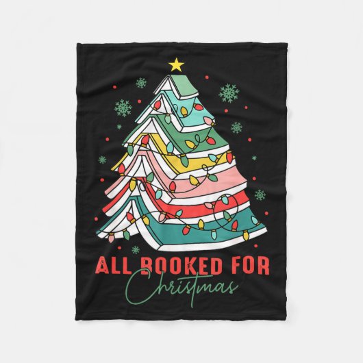 All Booked For Christmas Teacher Librarian Book Lo フリースブランケット (正面)