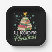 All Booked For Christmas Tree Books Teacher Xmas  ペーパープレート (正面)