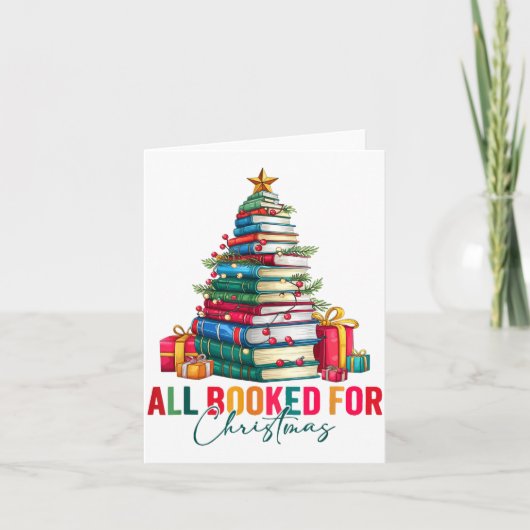 All Booked For Christmas Xmas Tree Teacher Holiday カード (正面)