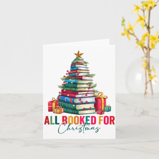 All Booked For Christmas Xmas Tree Teacher Holiday カード (黄色い花)