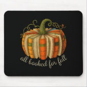 All Booked For Fall Book Pumpkin Reading Halloween マウスパッド (正面)