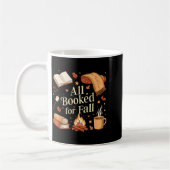 All Booked For Fall Books Coffee Fall Leaves Pumpk コーヒーマグカップ (左)